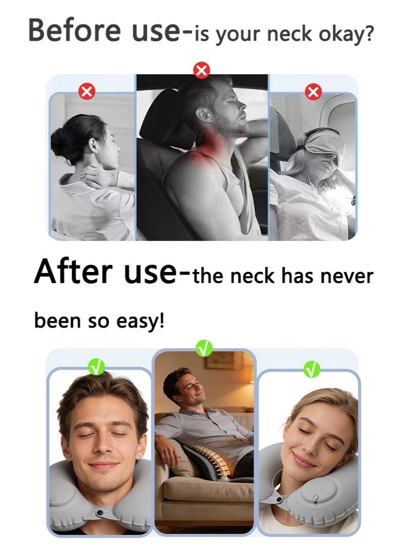 Inflatable U-shaped pillow, head and neck support pillow – ideal for travel, as well as for use at the office during lunch breaks. Compact and easy to carry, making it a perfect companion for your journeys. - Image 3